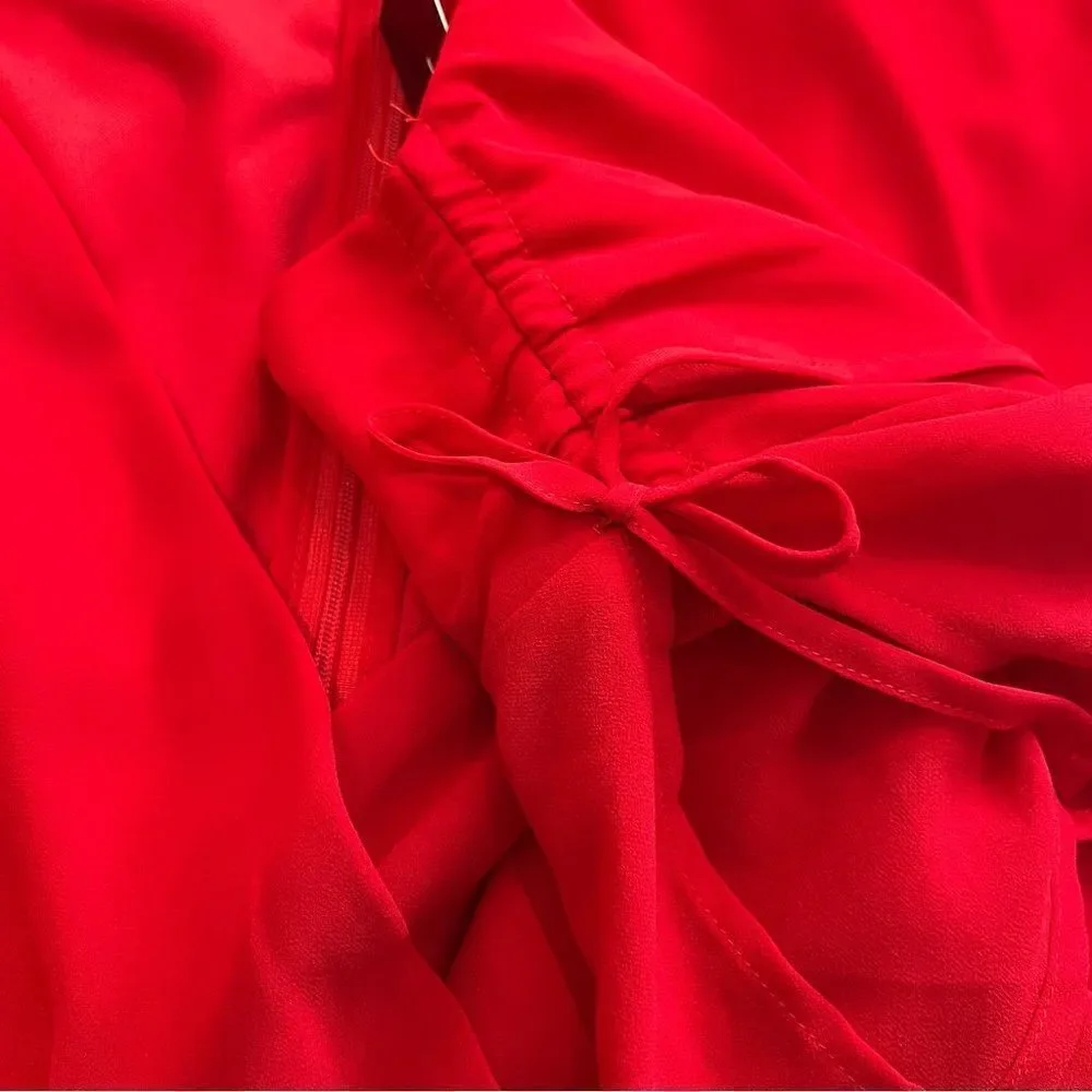 NWT Lulu’s Outstanding Red Ruched High-Low Midi Dress size S - Picture 8 of 12